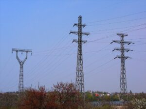 High voltage power transmission towers