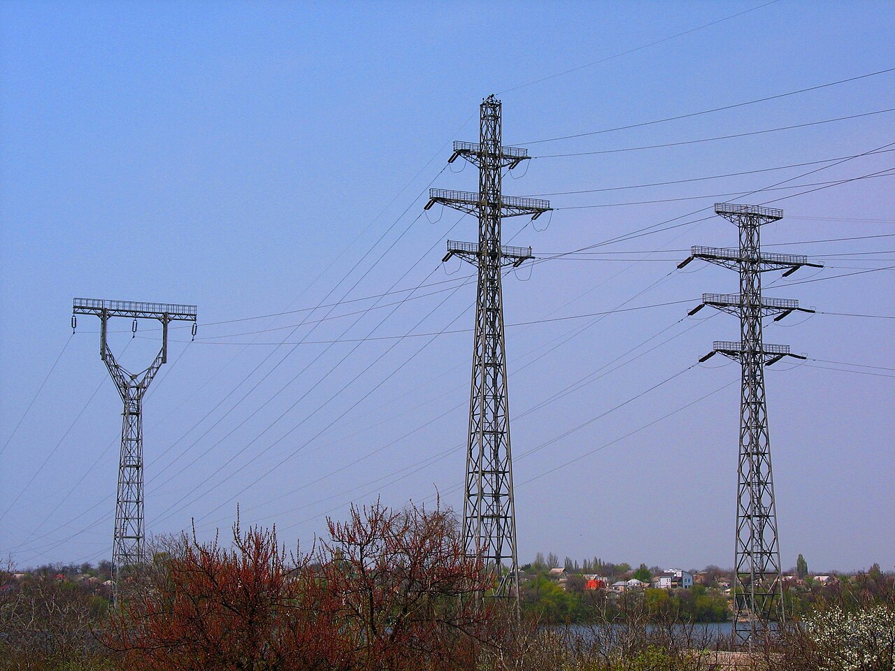 High voltage power transmission towers